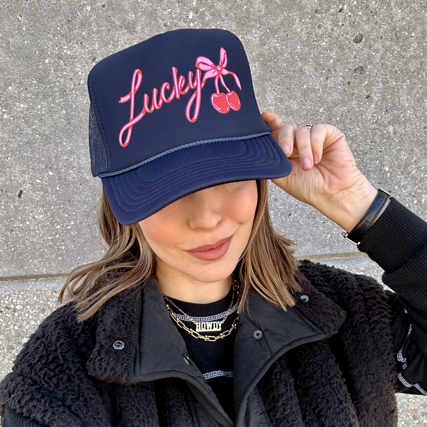Lucky Girl Trucker Hat (Navy)