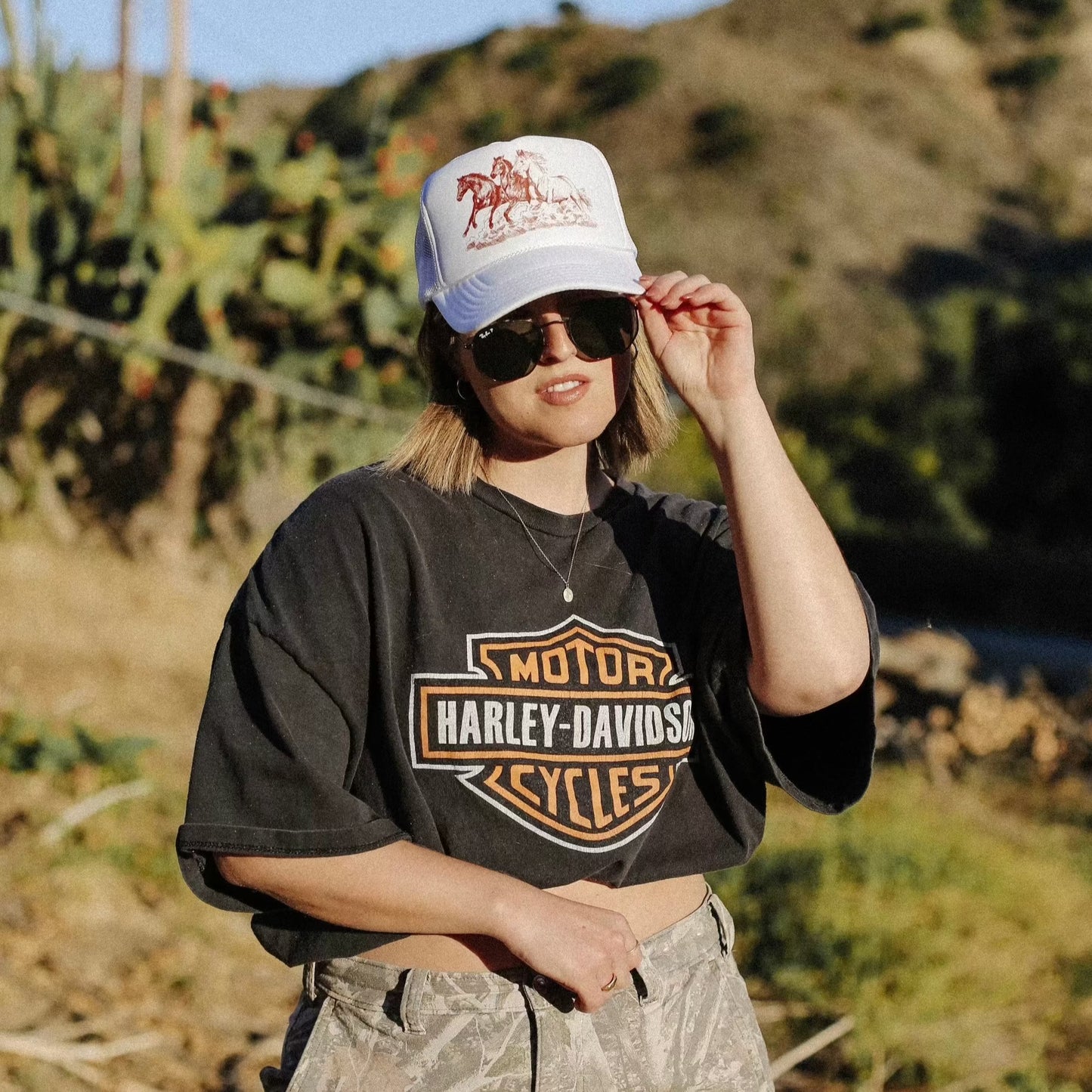 Wild Horses Trucker Hat (White)