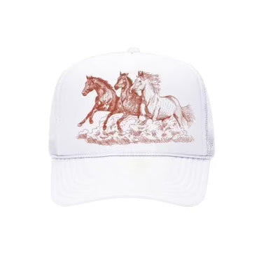 Wild Horses Trucker Hat (White)