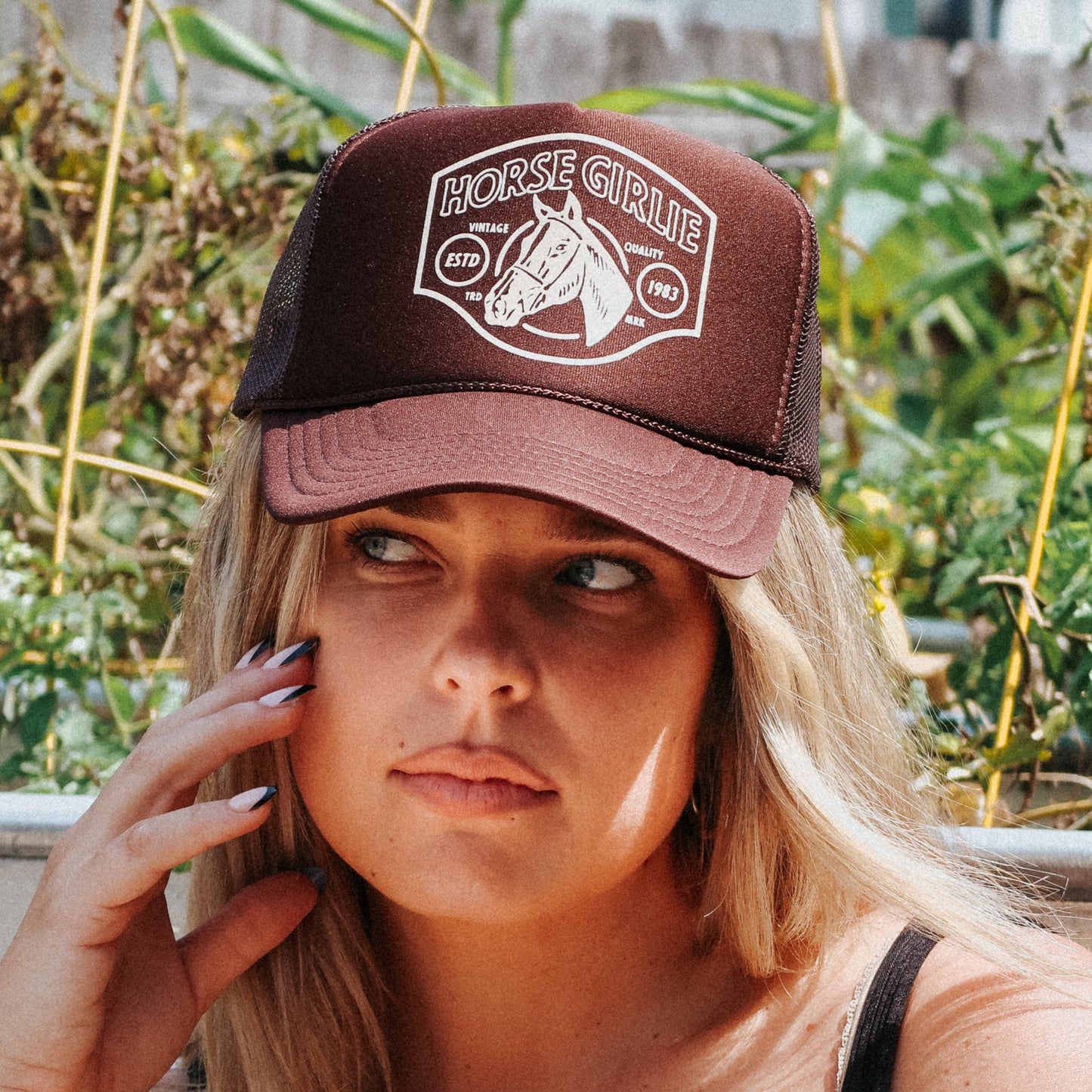 Horse Girlie Trucker Hat (Brown)