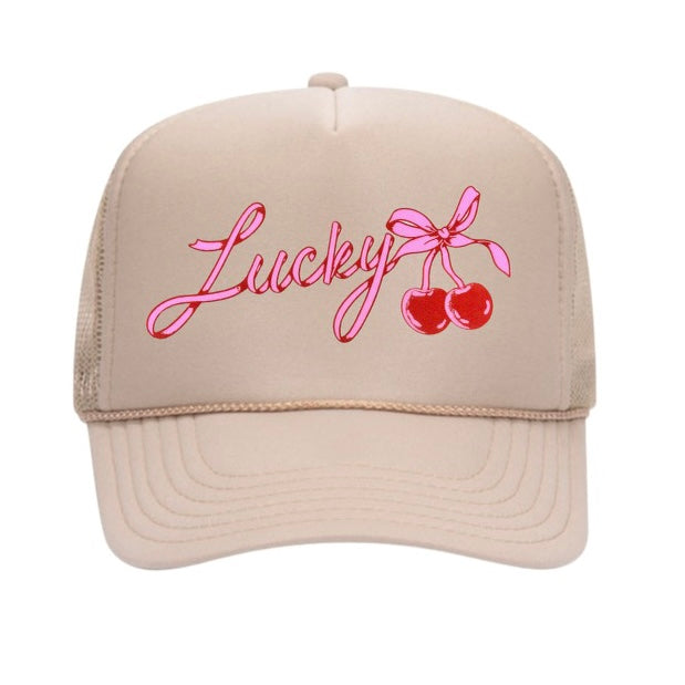 Lucky Girl Trucker Hat (Khaki)